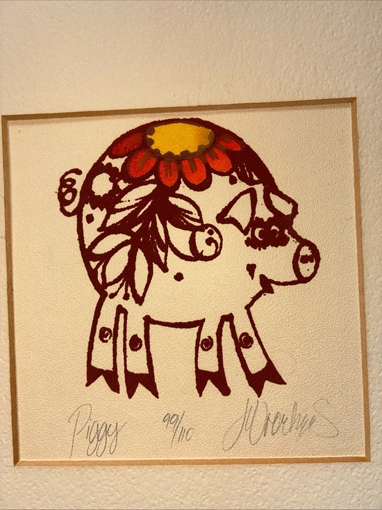 Signed art | Art | Handsigned Piggy Serigraph Art Print In Red Frame No ...